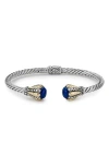 Samuel B. Sterling Silver & 18k Gold Twisted Cable Hinge Bangle In Blue