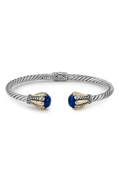 Samuel B. Sterling Silver & 18k Gold Twisted Cable Hinge Bangle In Metallic