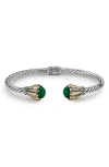 Samuel B. Sterling Silver & 18k Gold Twisted Cable Hinge Bangle In Green