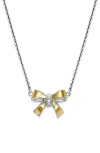 Samuel B. Sterling Silver & 18k Gold White Topaz Bow Pendant Necklace In Silver And Gold