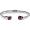 Samuel B. Sterling Silver & 18k White Gold Garnet Bangle Bracelet In Red
