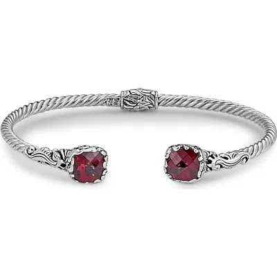 Samuel B. Sterling Silver & 18k White Gold Garnet Bangle Bracelet In Red