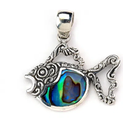Samuel B. Sterling Silver & Abalone Fish Pendant In Multi