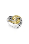 Samuel B. Sterling Silver & Hammered 18k Gold Twist Ring In Silver And Gold