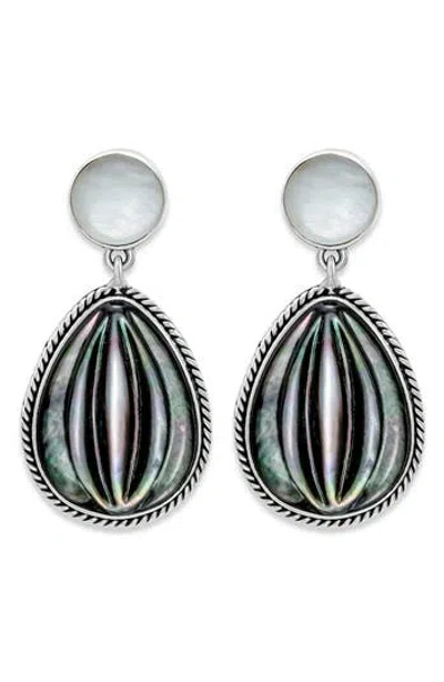 SAMUEL B. SAMUEL B. STERLING SILVER & MOTHER OF PEARL DROP EARRINGS