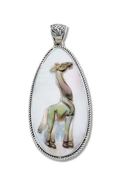 Samuel B. Sterling Silver & Mother-of-pearl Giraffe Pendant In Metallic