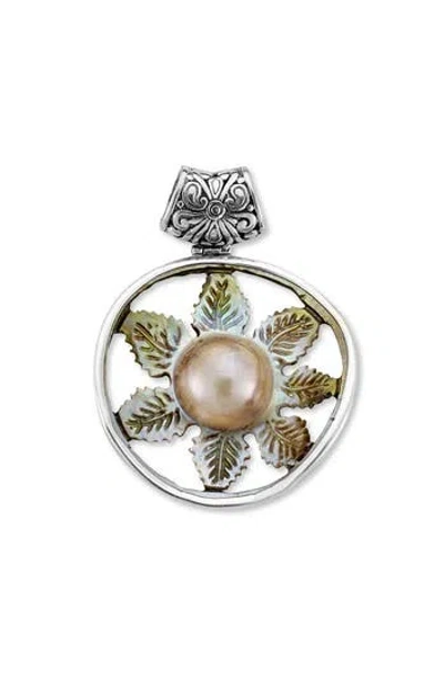 Samuel B. Sterling Silver & Pearl Flower Pendant In Metallic