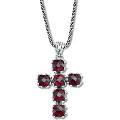 Samuel B. Sterling Silver Birthstone Cross Pendant In Brown