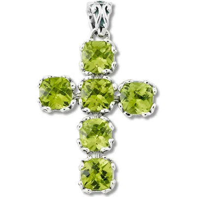 Samuel B. Sterling Silver Birthstone Cross Pendant In Multi