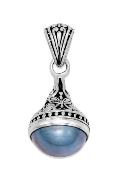 SAMUEL B. SAMUEL B. STERLING SILVER BLUE MABE PEARL BUTTERFLY TEARDROP PENDANT