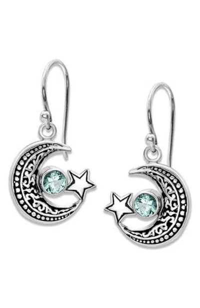 SAMUEL B. SAMUEL B. STERLING SILVER BLUE TOPAZ MOON & STAR DROP EARRINGS
