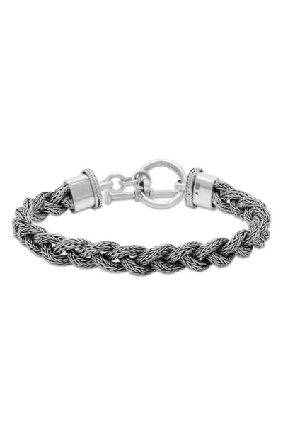 Samuel B. Sterling Silver Braided Chain Toggle Bracelet In Gray