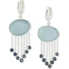 Samuel B. Sterling Silver Chalcedony & Iolite Fringe Drop Huggie Hoop Earrings