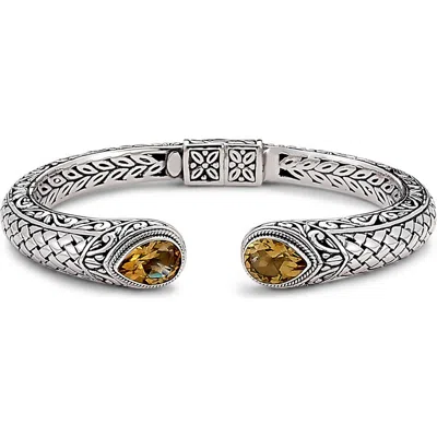 SAMUEL B. SAMUEL B. STERLING SILVER CITRINE HINGED BANGLE BRACELET