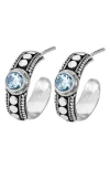 Samuel B. Silver 0.30 Ct. Tw. Blue Topaz Dot Hoops In Blue Topaz