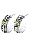 Samuel B. Silver 0.25 Ct. Tw. Peridot Dot Hoops In Peridot