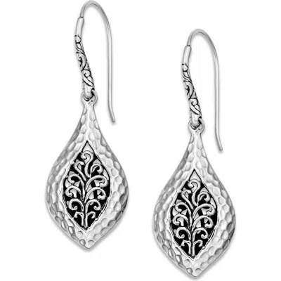 Samuel B. Sterling Silver Filigree Hammered Marquise Drop Earrings
