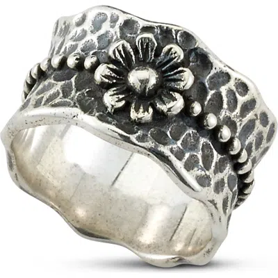 Samuel B. Sterling Silver Flower Hammered Wavy Band Ring In Multi
