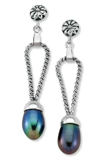 Samuel B. Sterling Silver Freshwater Pearl Drop Earrings In Blue