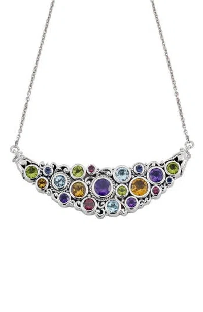 Samuel B. Sterling Silver Gemstone Bib Necklace In Purple Multi