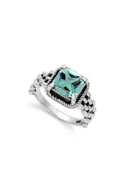 Samuel B. Sterling Silver Green Quartz Square Ring In Metallic
