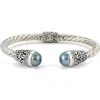 Samuel B. Sterling Silver Grey Pearl Balinese Filigree Hinged Bracelet In Grey Pearl
