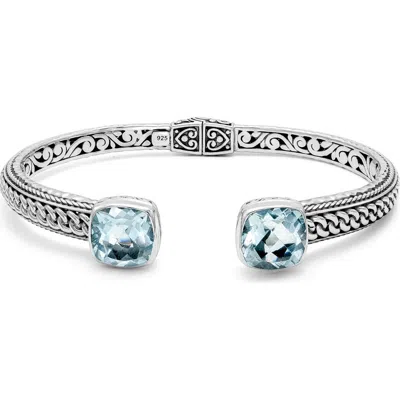 Samuel B. Sterling Silver Hinge Bangle In Blue