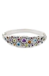 Samuel B. Silver 6.00 Ct. Tw. Gemstone Cluster Bangle Bracelet In Purple Multi