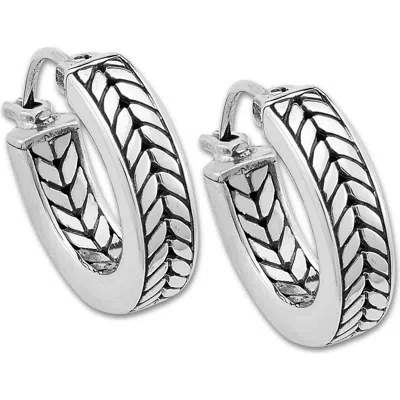 Samuel B. Sterling Silver Huggie Hoop Earrings In Silver - Braid