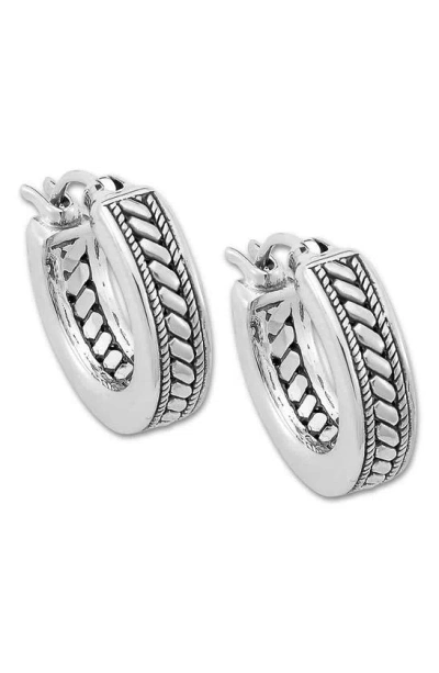Samuel B. Sterling Silver Huggie Hoop Earrings In Silver - Woven