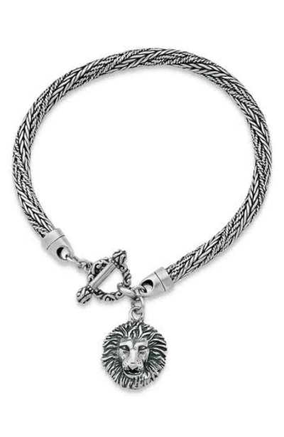 Samuel B. Sterling Silver Lion Charm Toggle Bracelet