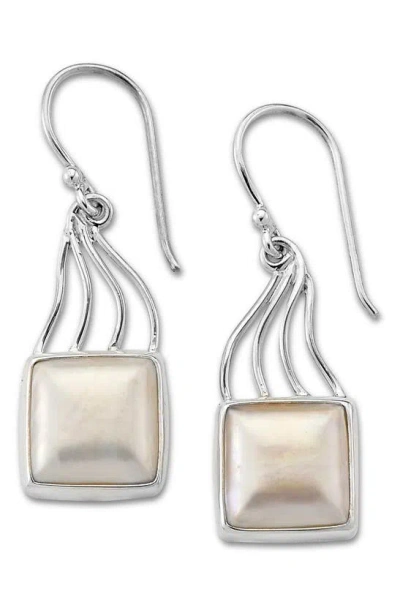 Samuel B. Sterling Silver Mabe Pearl Square Drop Earrings In Gold