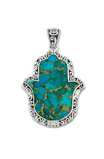 Samuel B. Sterling Silver Mohave Turquoise Hamsa Pendant