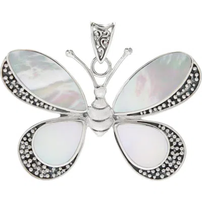 Samuel B. Sterling Silver Mother Of Pearl Butterfly Pendant In White