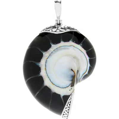 Samuel B. Sterling Silver Nautilus Shell Pendant In Black