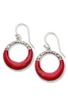 Samuel B. Sterling Silver Open Hoop Drop Earrings In Red