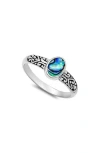 Samuel B. Sterling Silver Oval Abalone Ring In Blue/green
