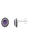 Samuel B. Sterling Silver Oval Semiprecious Stone Stud Earrings In Metallic