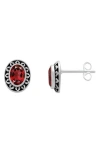 Samuel B. Sterling Silver Oval Semiprecious Stone Stud Earrings In Metallic