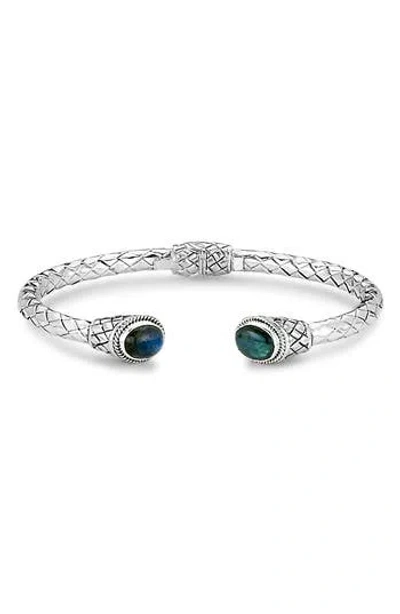 Samuel B. Sterling Silver Oval Stone Bangle In Blue/green