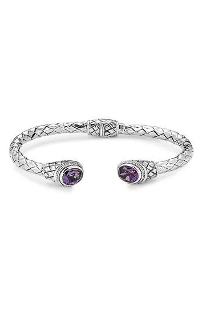 Samuel B. Sterling Silver Oval Stone Bangle In Purple