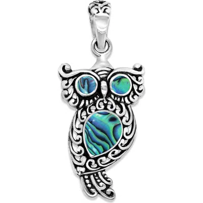 Samuel B. Sterling Silver Owl Pendant In Blue