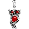 Samuel B. Sterling Silver Owl Pendant In Red
