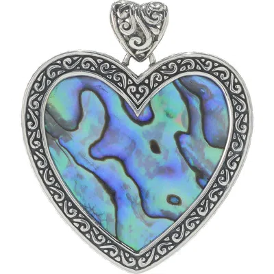 Samuel B. Sterling Silver Paua Heart Pendant In Blue