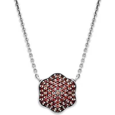 Samuel B. Sterling Silver Pavé Clover Pendant Necklace In Red