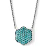 Samuel B. Silver 1.20 Ct. Tw. Sleeping Beauty Turquoise Flower Necklace In Turquoise