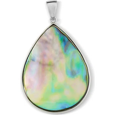 Samuel B. Sterling Silver Pear Abalone Pendant In Green