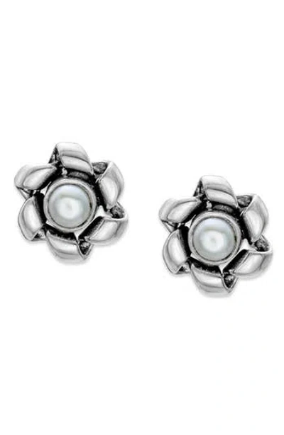 Samuel B. Sterling Silver Pearl Flower Stud Earrings In White