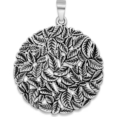 Samuel B. Sterling Silver Round Leaf Motif Pendant In Neutral