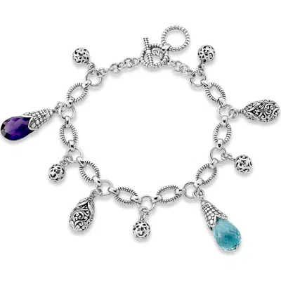Samuel B. Sterling Silver Semiprecious Stone Charm Toggle Bracelet